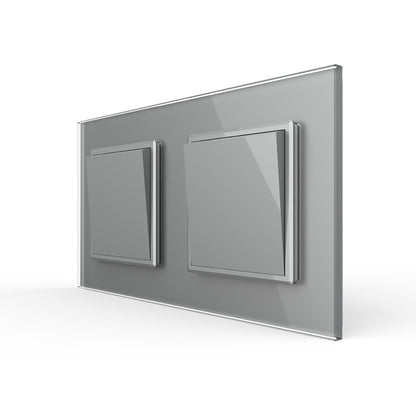 Livolo 2 einfache Wechselschalter inkl. Glasrahmen in Grau
