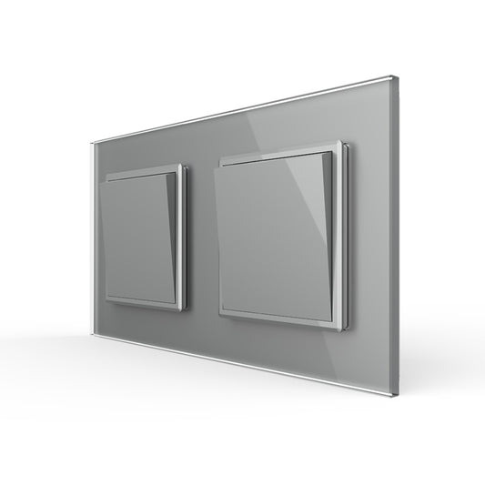 Livolo 2 einfache Wechselschalter inkl. Glasrahmen in Grau