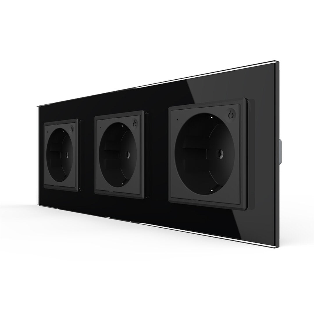 LIVOLO 3 Module EC Steckdose mit Glasrahmen in Schwarz