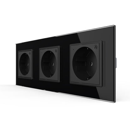 LIVOLO 3 Module EC Steckdose mit Glasrahmen in Schwarz