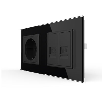 Livolo Steckdose mit Netzwerkmodul inkl. Glasrahmen in schwarz
