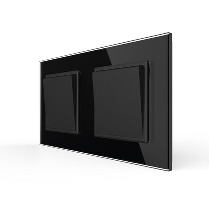 Livolo 2 einfache Wechselschalter inkl. Glasrahmen Schwarz