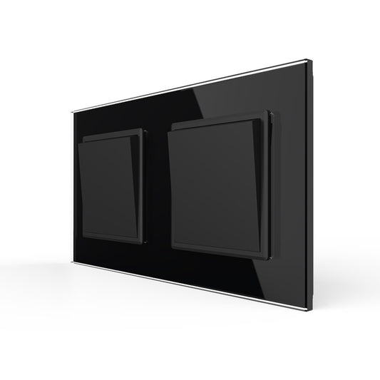 Livolo 2 einfache Wechselschalter inkl. Glasrahmen Schwarz
