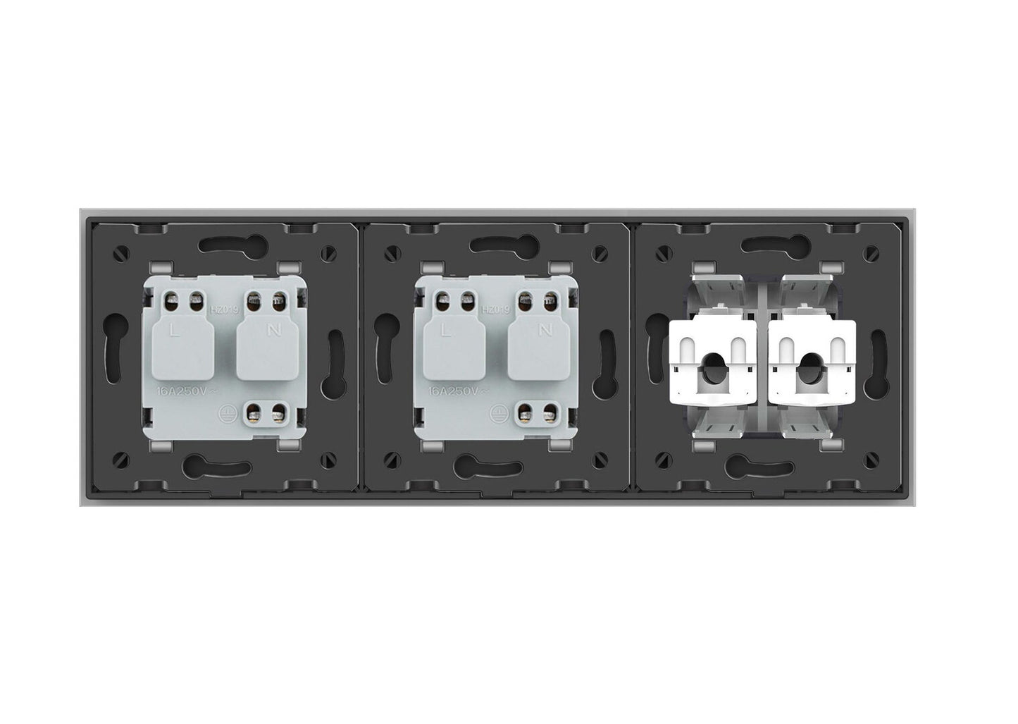 Livolo 2 Steckdosen und 2 Netzwerk-Module inkl. Glasblende in Grau