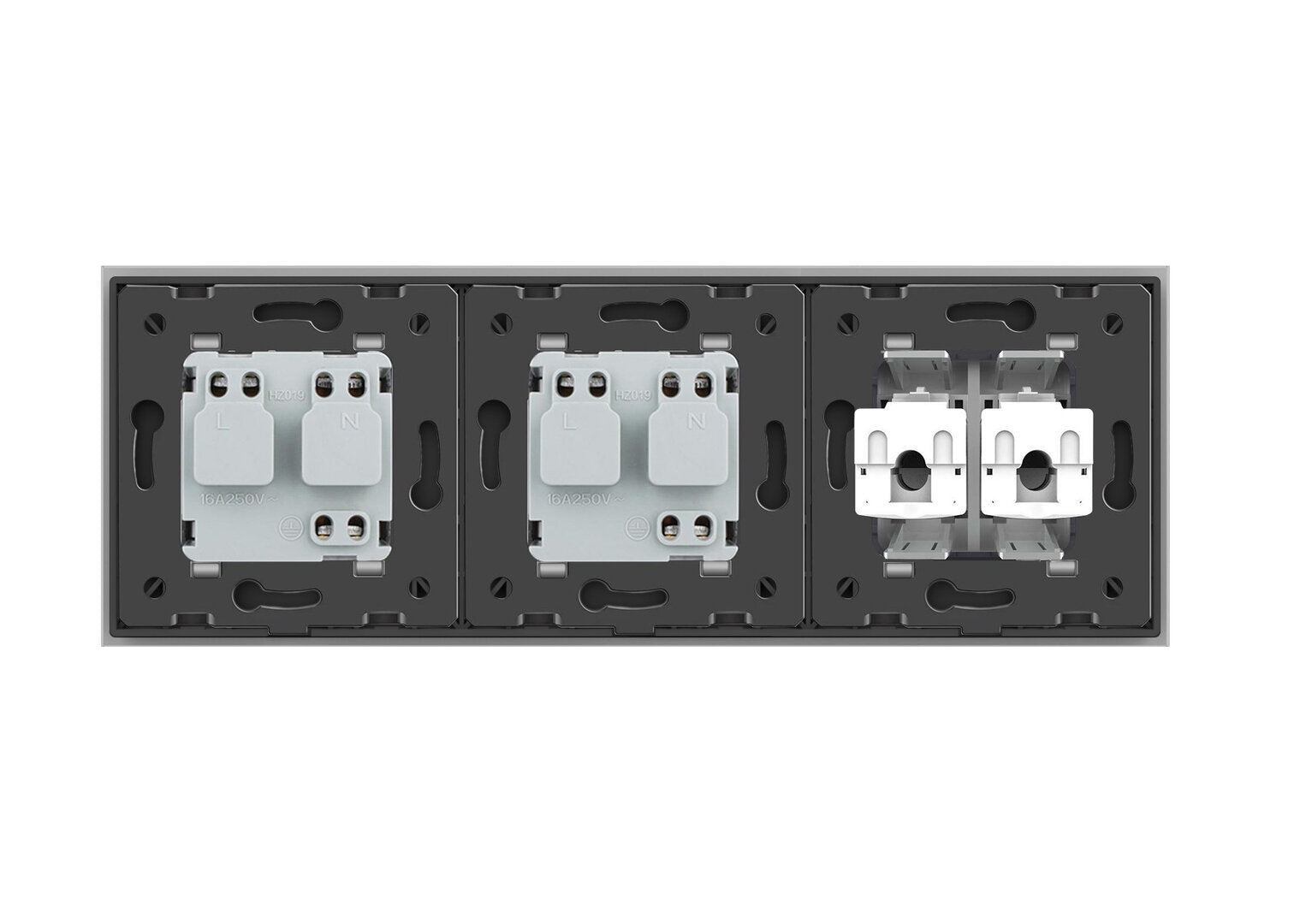 Livolo 2 Steckdosen und 2 Netzwerk-Module inkl. Glasblende in Grau