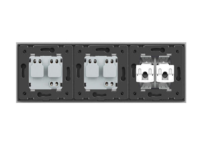 Livolo 2 Steckdosen und 2 Netzwerk-Module inkl. Glasblende in Grau