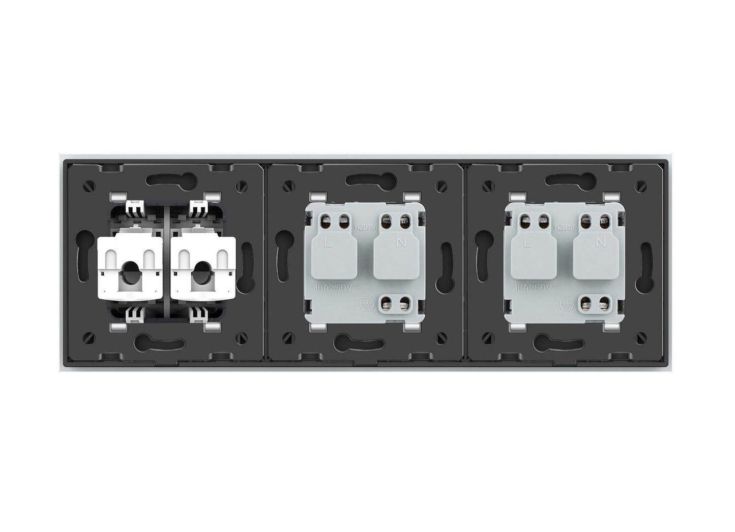 Livolo 2 Steckdosen und 2 Netzwerk-Module inkl. Glasblende in Weiß