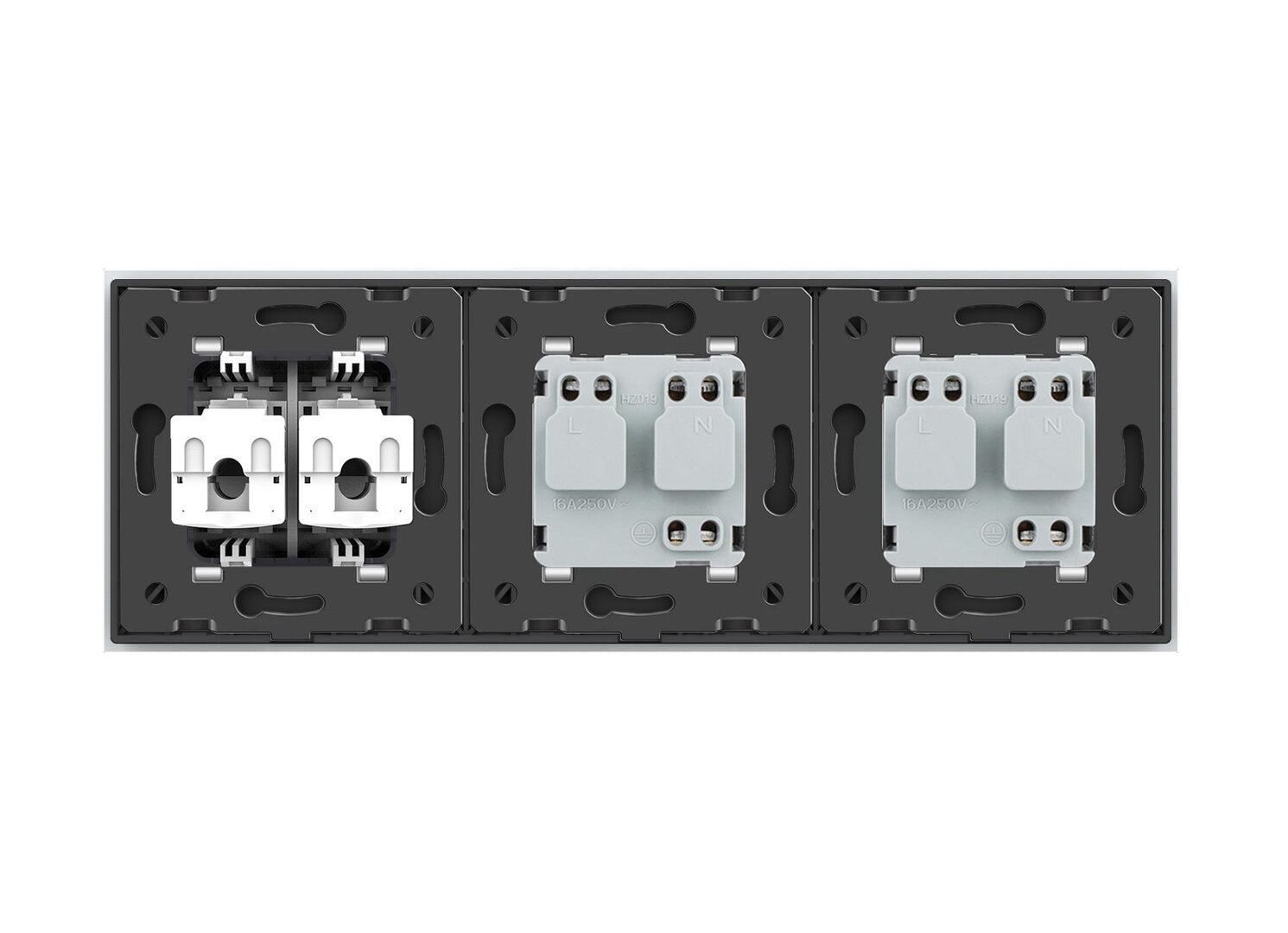 Livolo 2 Steckdosen und 2 Netzwerk-Module inkl. Glasblende in Weiß