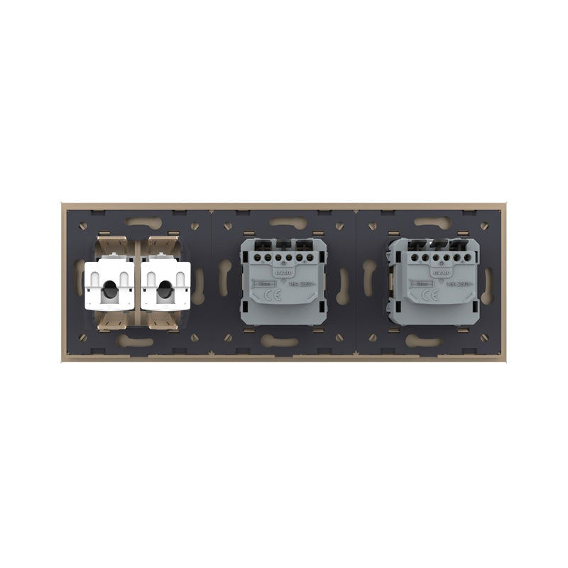 Livolo 2 Steckdosen und 2 Netzwerk-Module inkl. Glasblende in Gold