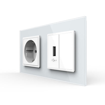 LIVOLO Kombination aus Steckdose und USB-Dose im 2-Fach Glasrahmen