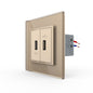 Zweifaches, goldenes USB-Modul m. Glasblende