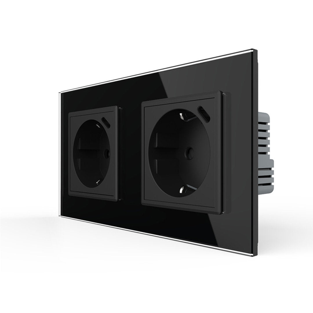 Livolo schwarze, zweifache Steckdose mit USB-C 18W
