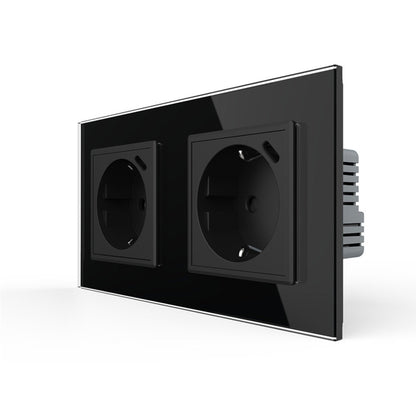 Livolo schwarze, zweifache Steckdose mit USB-C 18W
