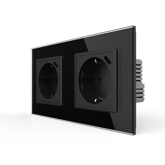 Livolo schwarze, zweifache Steckdose mit USB-C 18W