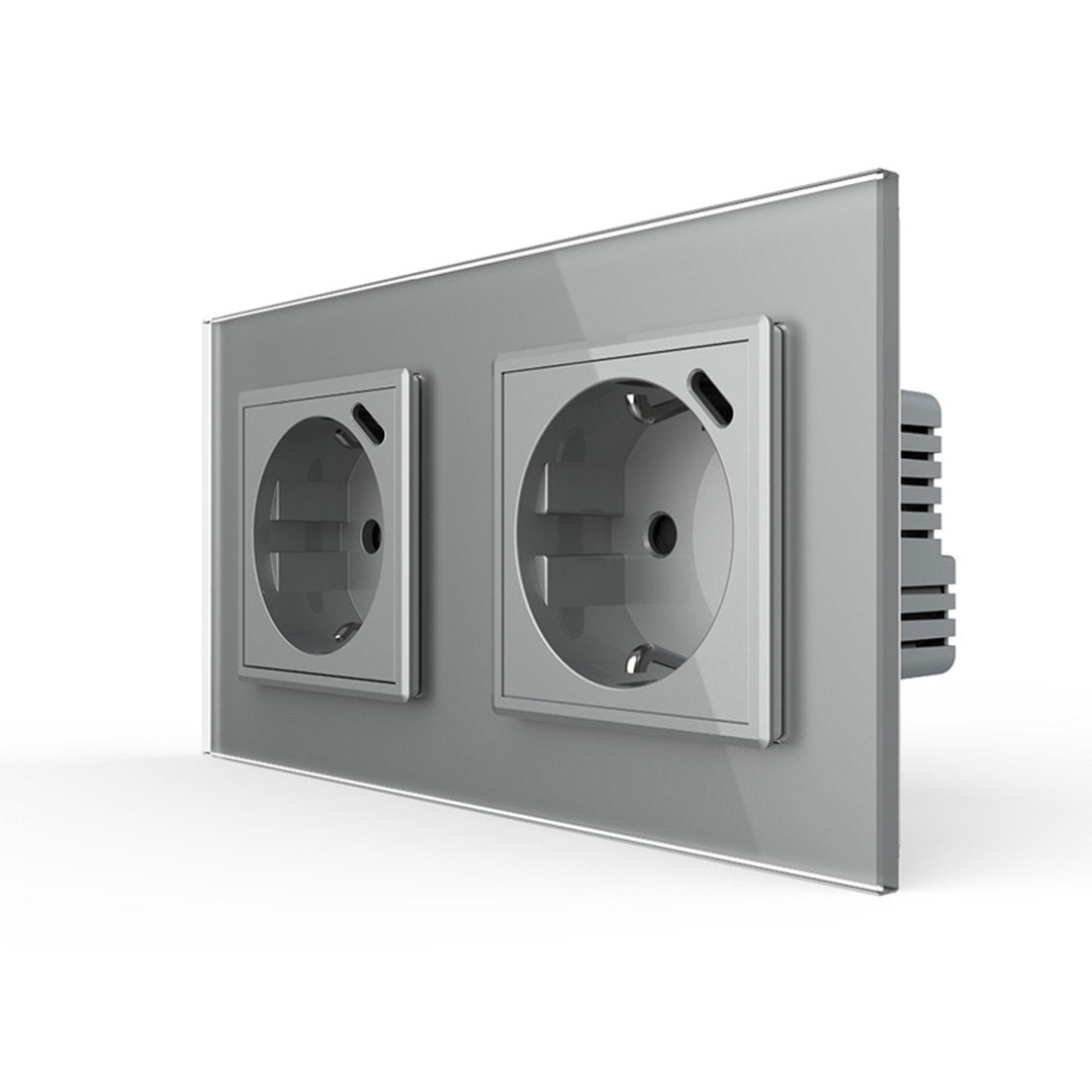 Livolo graue, zweifache Steckdose mit USB-C 18W