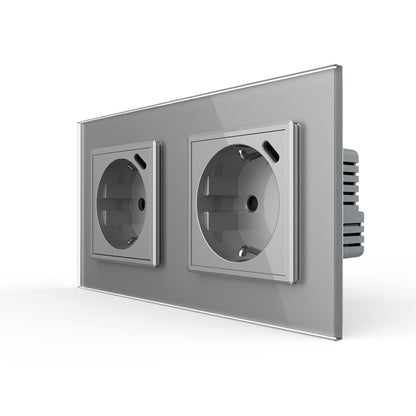 Livolo graue, zweifache Steckdose mit USB-C 18W