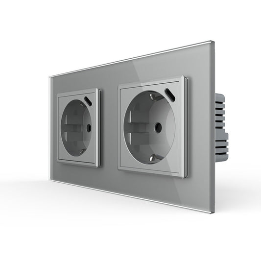 Livolo graue, zweifache Steckdose mit USB-C 18W