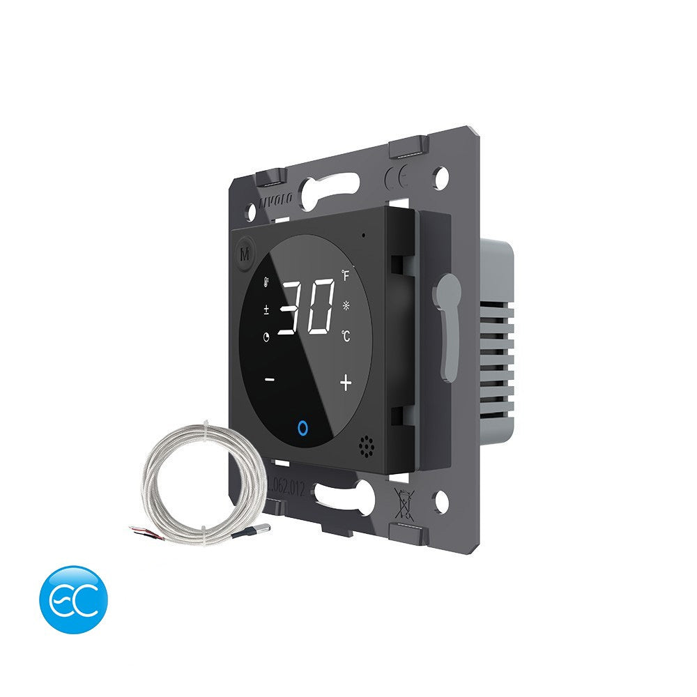 Livolo digitales, smartes Raumthermostat m. Bodensensor in Schwarz