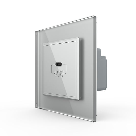 Livolo USB-C Schnellladegerät 45W Grau inkl. Glasrahmen