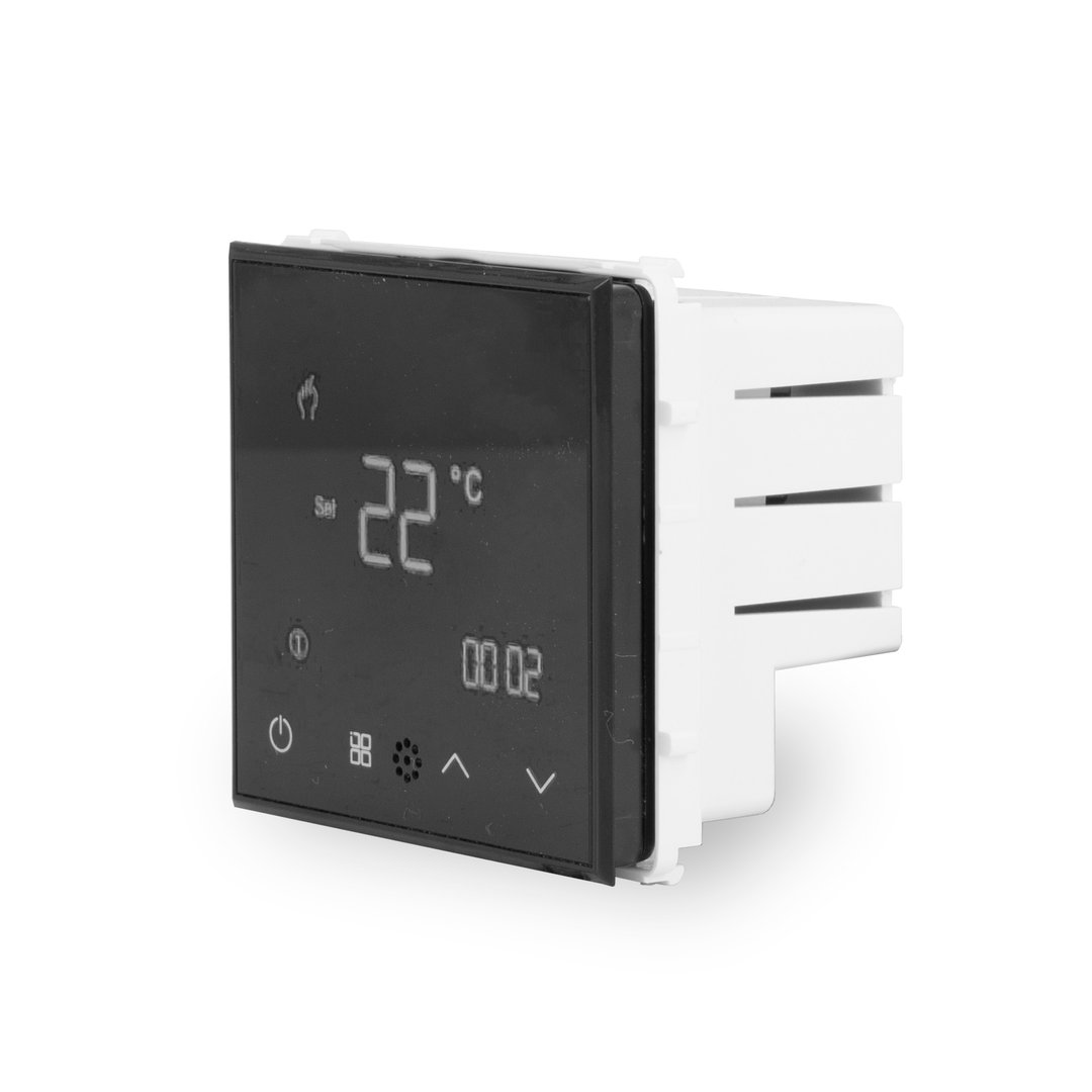 WLAN-fähiges Raumthermostat für Fußbodenheizungen in schwarz