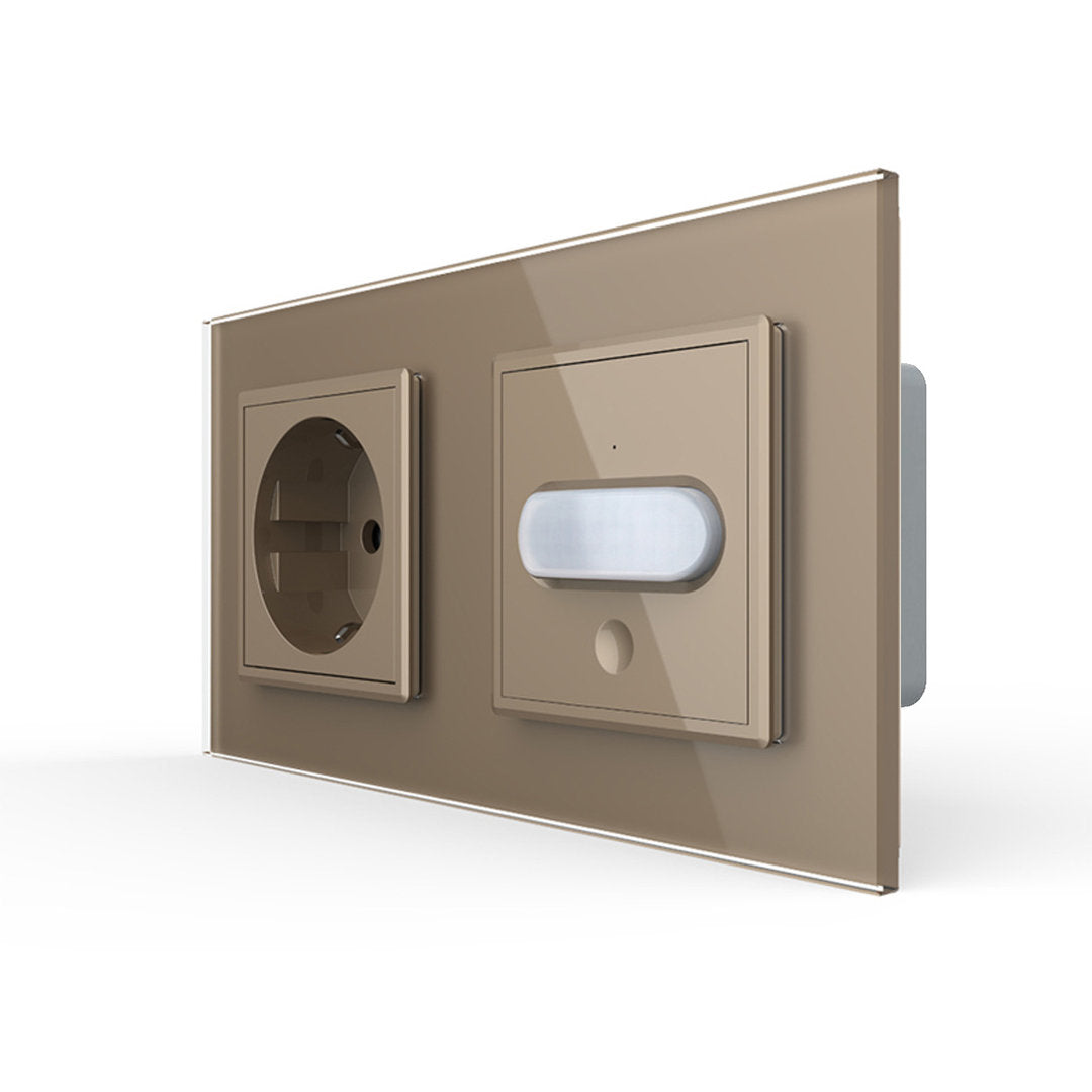 Livolo Steckdose und Bewegungsmelder Touch-Schalter Glasblende in Gold