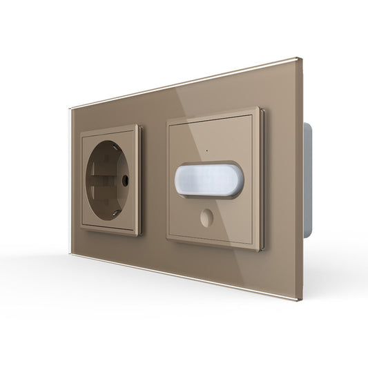 Livolo Steckdose und Bewegungsmelder Touch-Schalter Glasblende in Gold