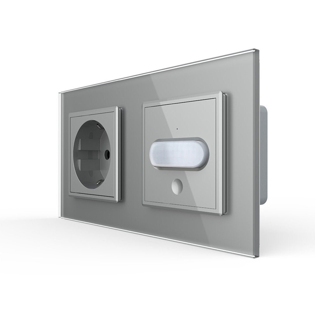 Livolo Steckdose und Bewegungsmelder Touch-Schalter Glasblende in Grau