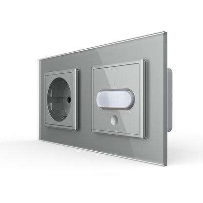 Livolo Steckdose und Bewegungsmelder Touch-Schalter Glasblende in Grau