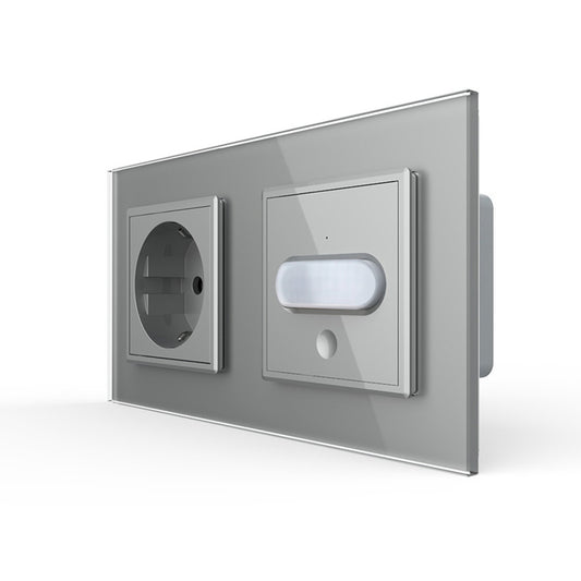 Livolo Steckdose und Bewegungsmelder Touch-Schalter Glasblende in Grau