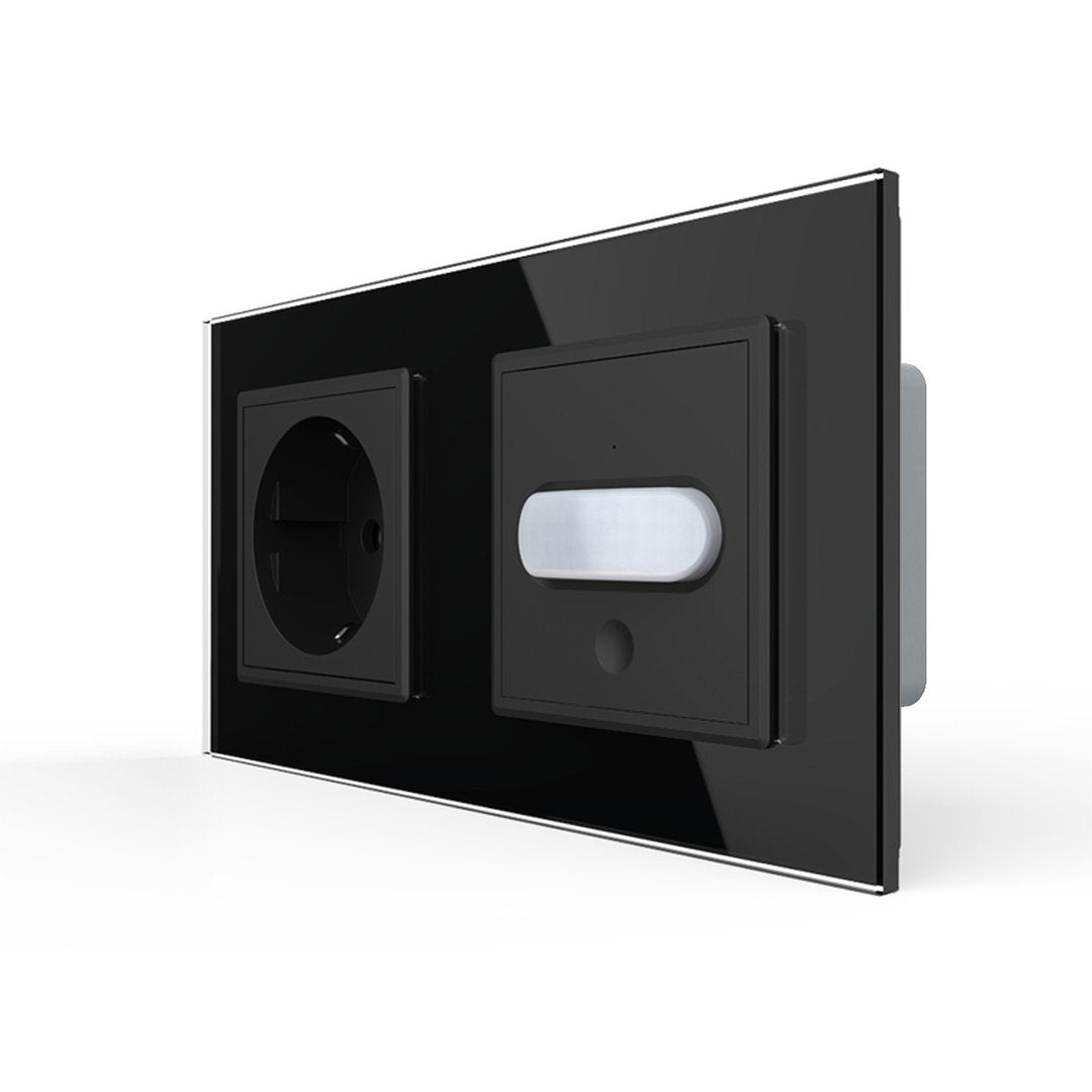 Livolo Steckdose und Bewegungsmelder Touch-Schalter Glasblende Schwarz