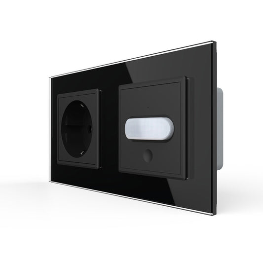 Livolo Steckdose und Bewegungsmelder Touch-Schalter Glasblende Schwarz