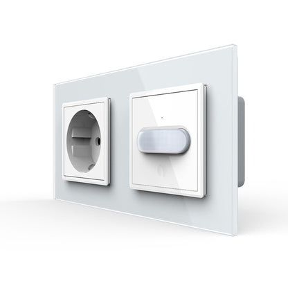 Livolo Steckdose und Bewegungsmelder Touch-Schalter Glasblende in Weiß