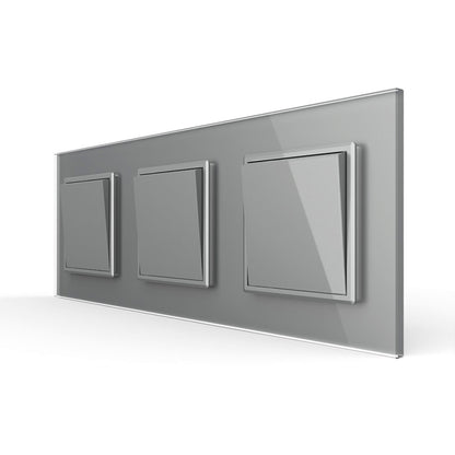 Livolo 3 einfache Wechselschalter inkl. Glasrahmen in Grau