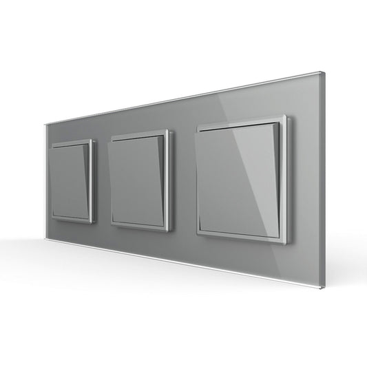 Livolo 3 einfache Wechselschalter inkl. Glasrahmen in Grau