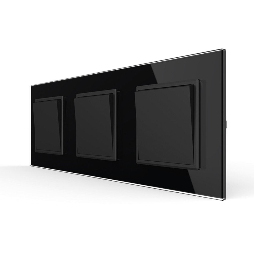 Livolo 3 einfache Wechselschalter inkl. Glasrahmen in Schwarz