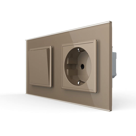 Livolo Wechselschalter und Steckdose inkl. Glasblende in Gold