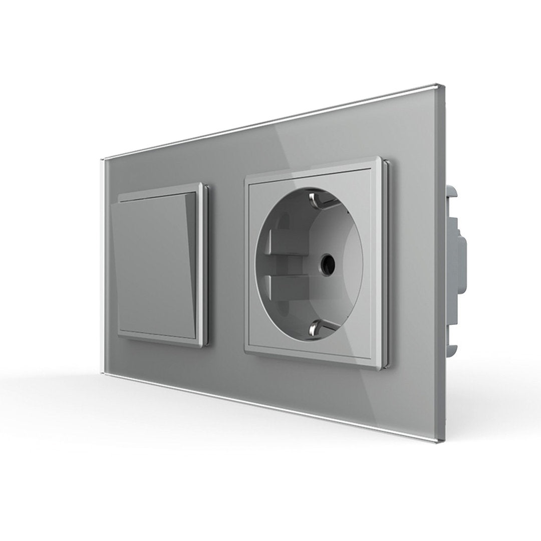 Livolo Taster und Steckdose inkl. Glasblende in Grau