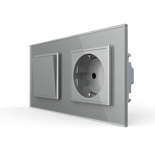 Livolo Taster und Steckdose inkl. Glasblende in Grau