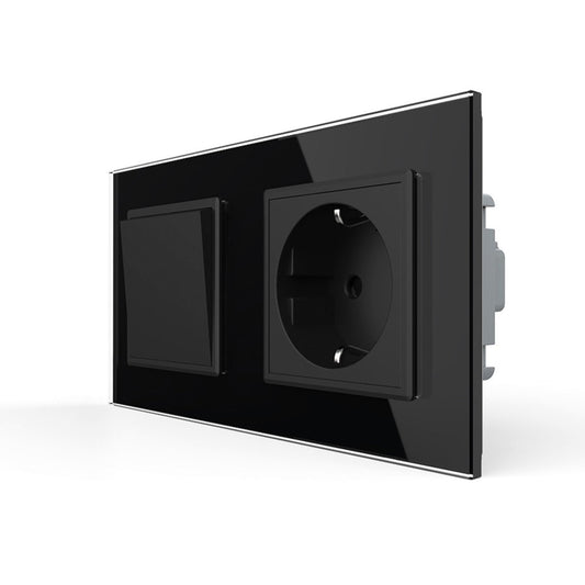 Livolo Wechselschalter und Steckdose inkl. Glasblende in Schwarz