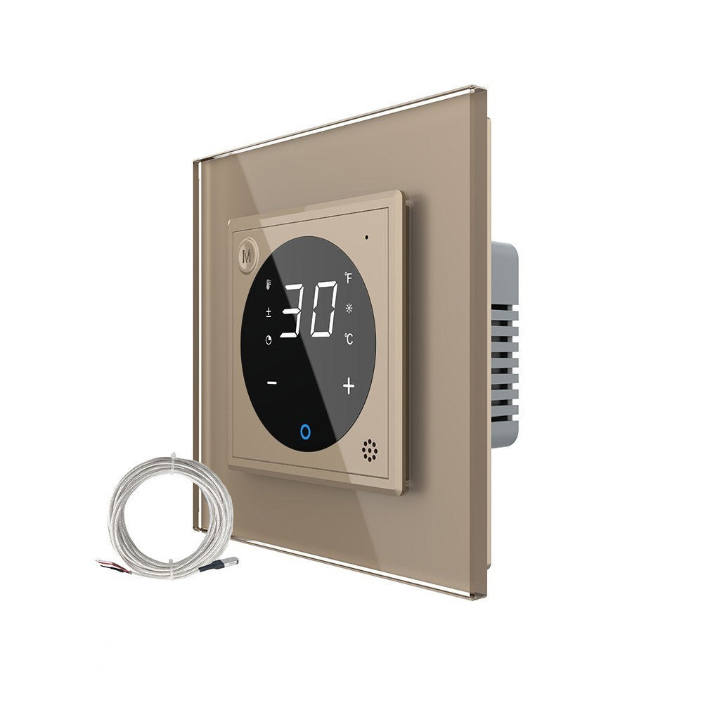 Raumthermostat für Fußbodenheizung m. ext. Sensor in gold