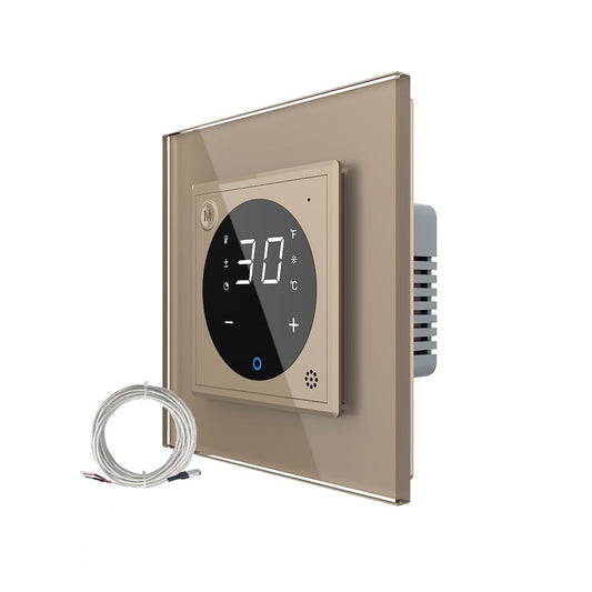 Raumthermostat für Fußbodenheizung m. ext. Sensor in gold