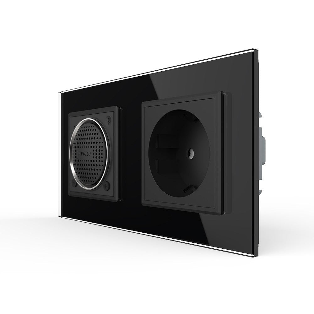 Livolo Bluetooth Lautsprecher + Steckdose inkl. Glasrahmen Schwarz