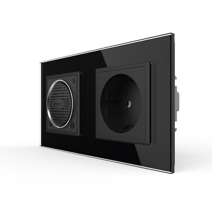 Livolo Bluetooth Lautsprecher + Steckdose inkl. Glasrahmen Schwarz