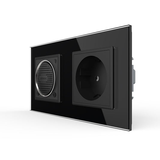 Livolo Bluetooth Lautsprecher + Steckdose inkl. Glasrahmen Schwarz