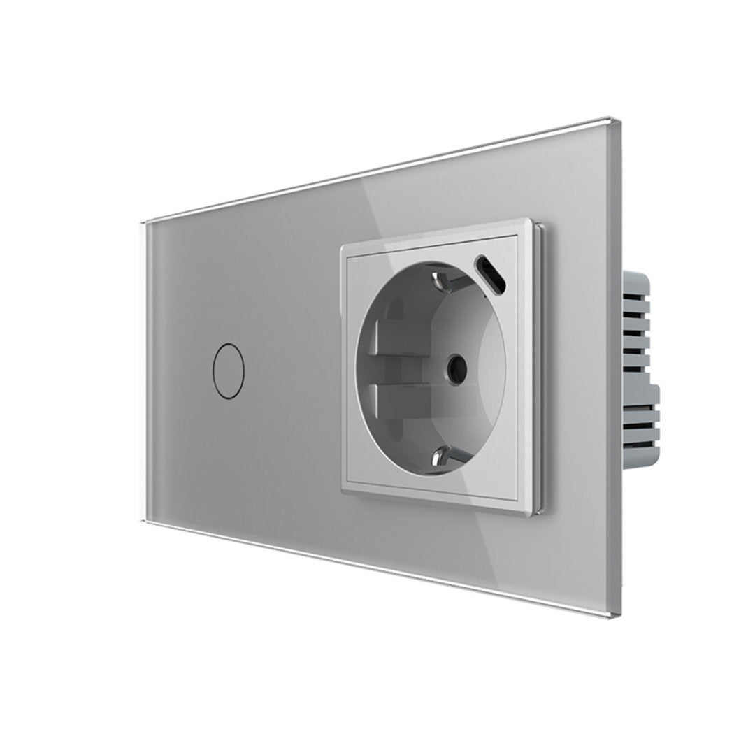 Livolo Lichtschalter mit Steckdose + USB-C in Grau