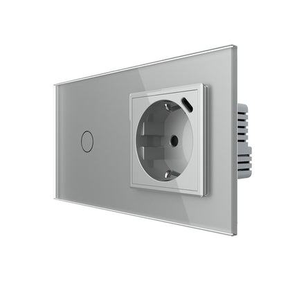 Livolo Lichtschalter mit Steckdose + USB-C in Grau