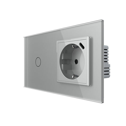 Livolo Lichtschalter mit Steckdose + USB-C in Grau