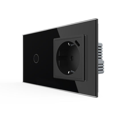Livolo Lichtschalter mit Steckdose + USB-C in Schwarz