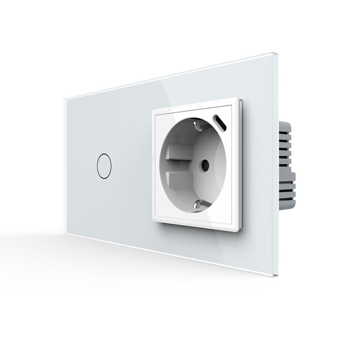 Livolo Lichtschalter mit Steckdose + USB-C in Weiß