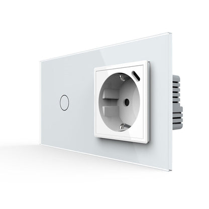 Livolo Lichtschalter mit Steckdose + USB-C in Weiß